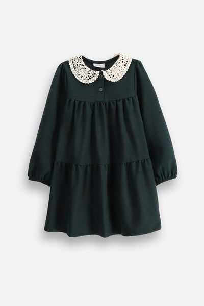 COCCODRILLO COCCODRILLO Rochie din țesătură cu mânecă lungă măsură 146 culoare verde pentru fete