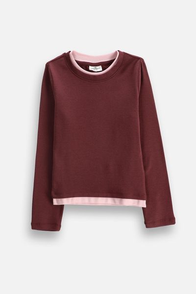 COCCODRILLO COCCODRILLO Tricou cu mânecă lungă măsură 164 culoare roșu burgundia pentru fete
