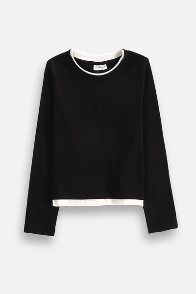 COCCODRILLO COCCODRILLO Tricou cu mânecă lungă măsură 164 culoare negru pentru fete