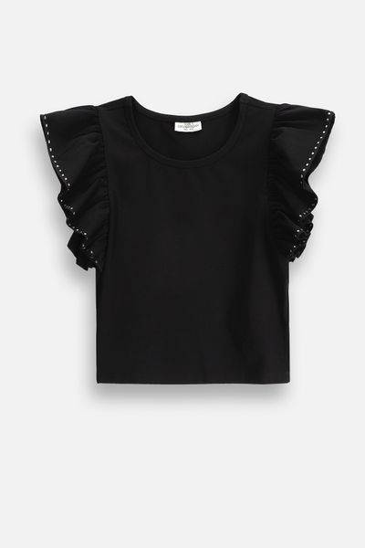 COCCODRILLO COCCODRILLO Tricou cu mânecă scurtă măsură 164 culoare negru pentru fete