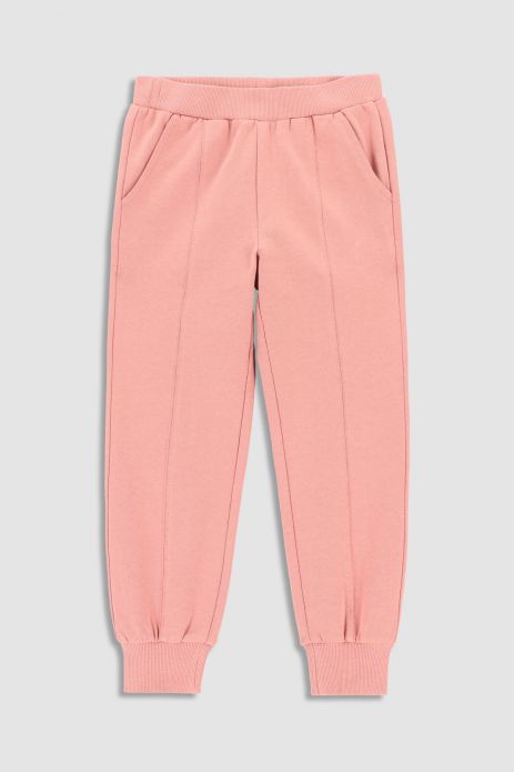 Pantaloni de trening roz pudrat cu buzunare și cusături