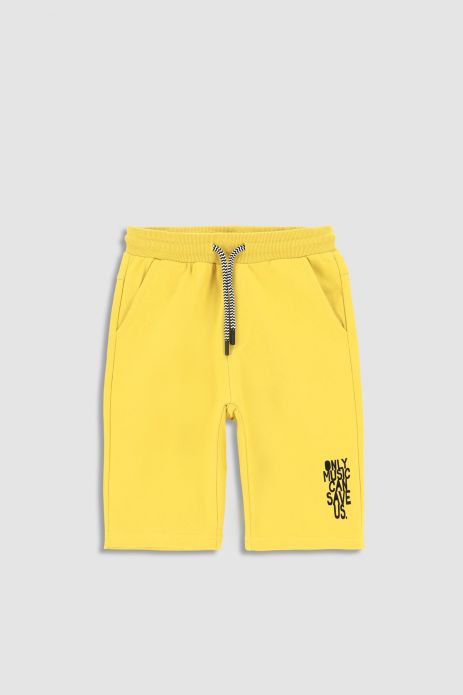 Pantaloni scurți galben cu buzunar și imprimeu de-a lungul pantalonilor
