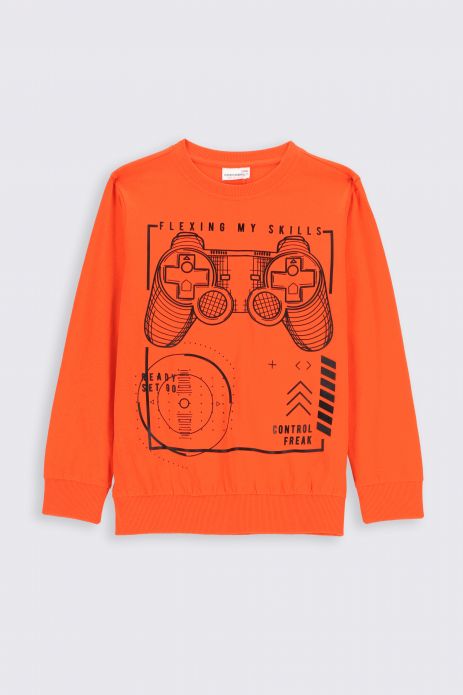 Tricou cu mânecă lungă portocaliu cu imprimeu gamer 2