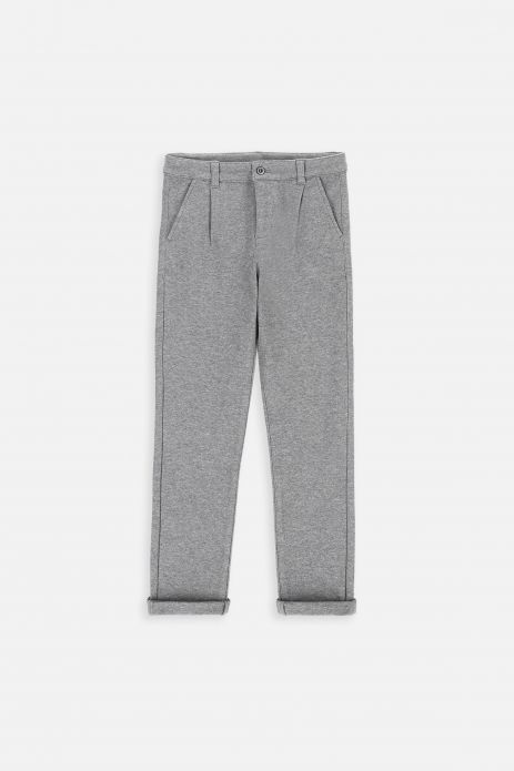 Pantaloni tricotați gri, simplu cu buzunare, model SLIM 2