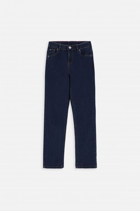 Pantaloni jeans bleumarin, cu picior conic, model SLIM