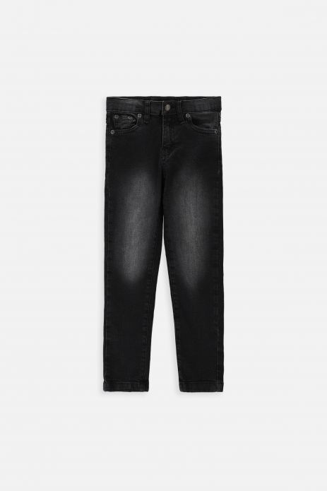Pantaloni jeans negru, cu picior conic, model SLIM
