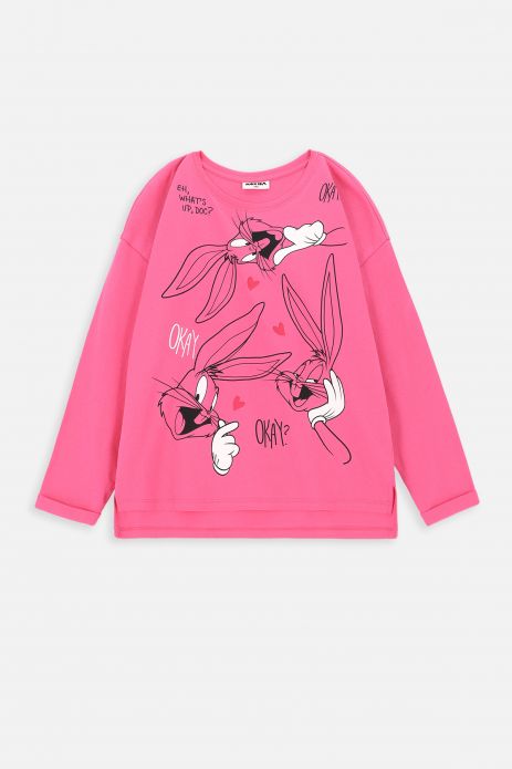 Tricou cu mânecă lungă LOONEY TUNES roz, cu imprimeuri - Bugs Bunny 2