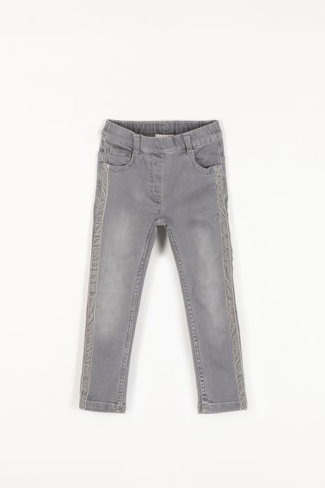 Pantaloni jeans cu dungi decorative, model SLIM