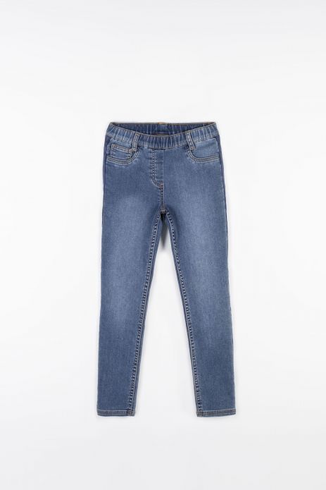 Jeans cu elastic în talie și efect prespălat TREGGINS