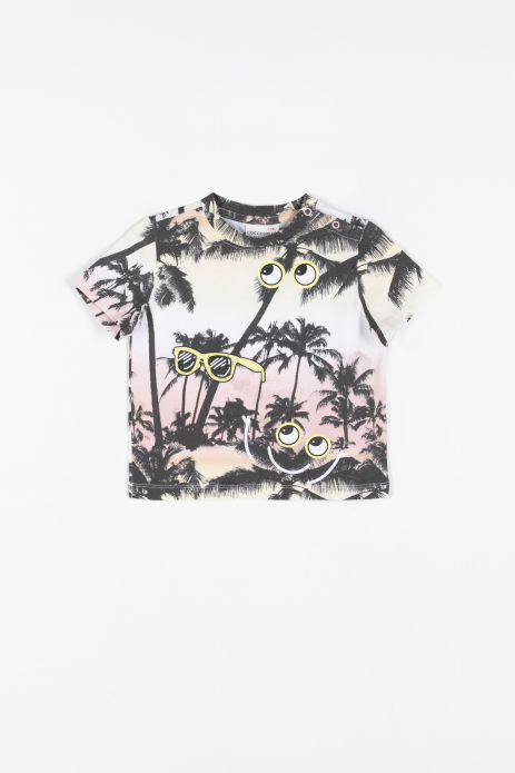 Tricou mânecă scurtă cu imprimeu cu palmieri 2