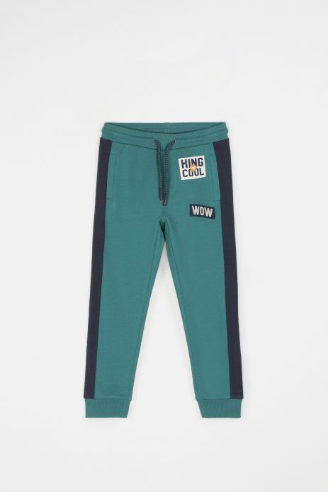 Pantaloni de trening verde, cu șnur în talie, model REGULAR