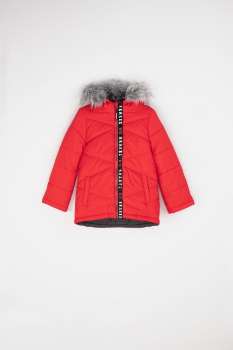 Jachetă de iarnă roșu, cu glugă 2