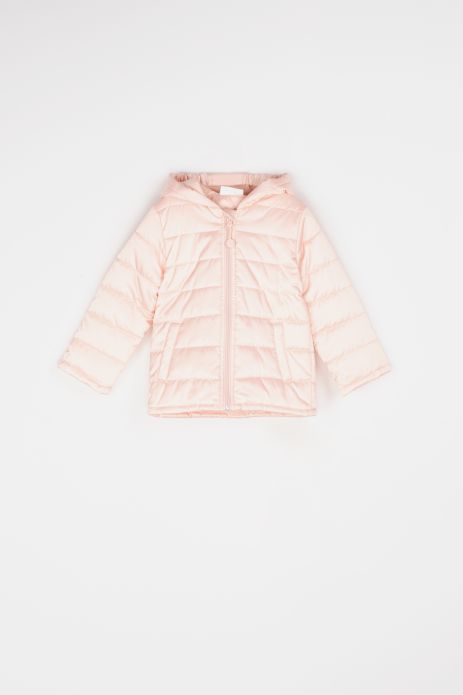 Jachetă de tranziție roz, cu glugă
