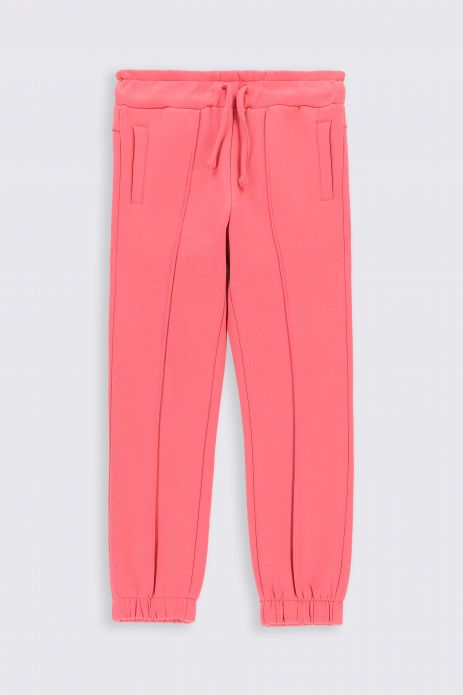 Pantaloni de trening roz,  cu cusături pe picioare, model REGULAR