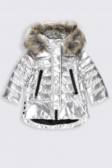 Jachetă de iarnă Argintiu, cu glugă