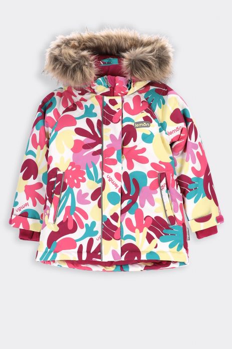 Jachetă de schi pentru fete cu dublură de fleece și strat DWR